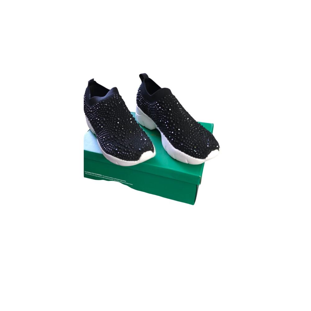 Lauren Lorraine Carry Black Sparkle Sneakers Size 11 Knit Slip On NIB